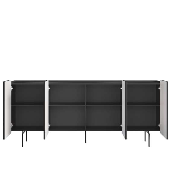 Skjenk Malmi - 200x87 cm - sort - 4 dører