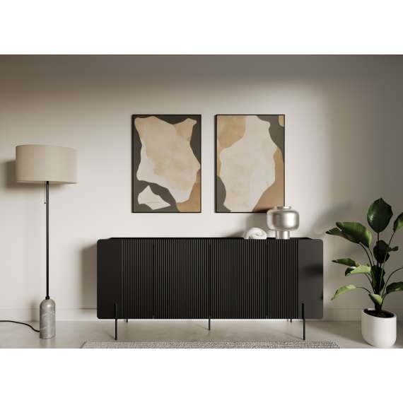 Skjenk Malmi - 200x87 cm - sort - 4 dører