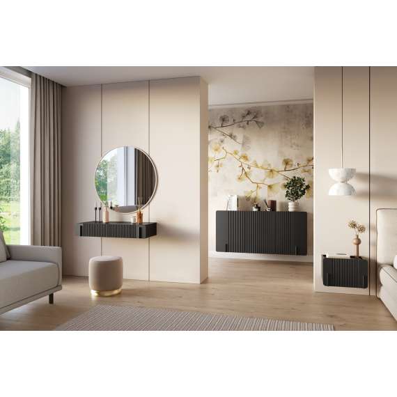 Skjenk Malmi - 200x87 cm - sort - 4 dører