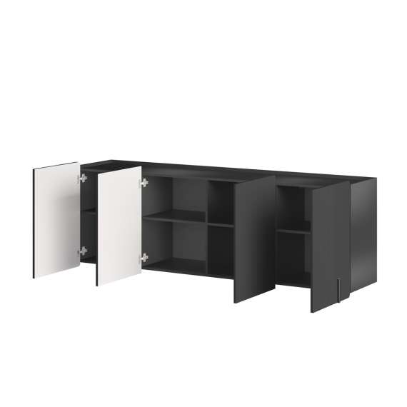 Vegghengt skjenk Malmi - 200x87 cm - sort - 4 dører