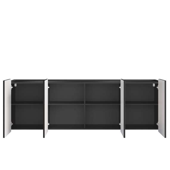 Vegghengt skjenk Malmi - 200x87 cm - sort - 4 dører