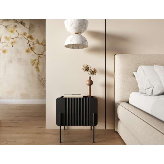 Nattbord Malmi - 45x30 cm - sort - med skuff