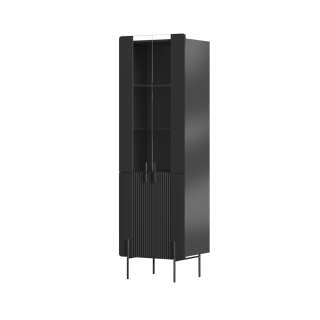 Vitrineskap Malmi - 60x190 cm - sort - 4 dører