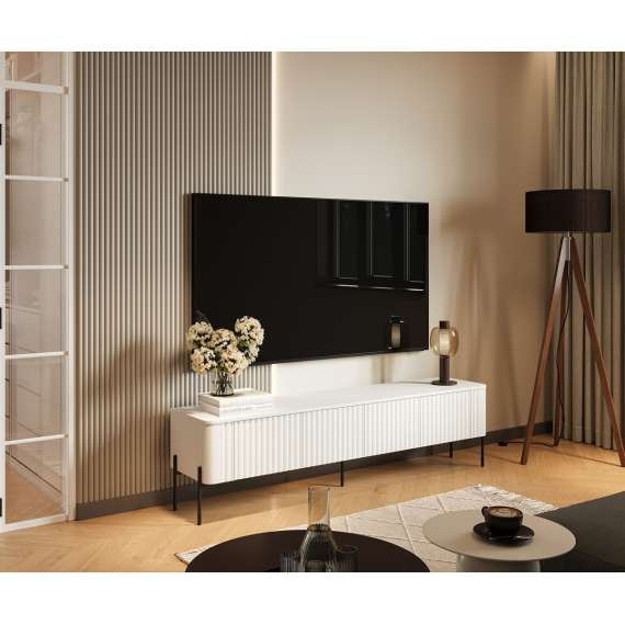 Tv-benk VERA 190x50cm - hvit matt - 4 dører