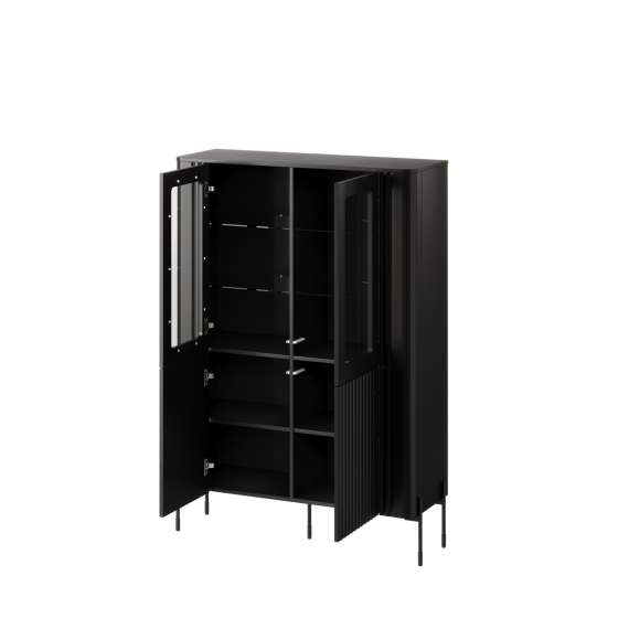 Vitrineskap VERA 110x160cm - svart matt - 2 dører - belysning