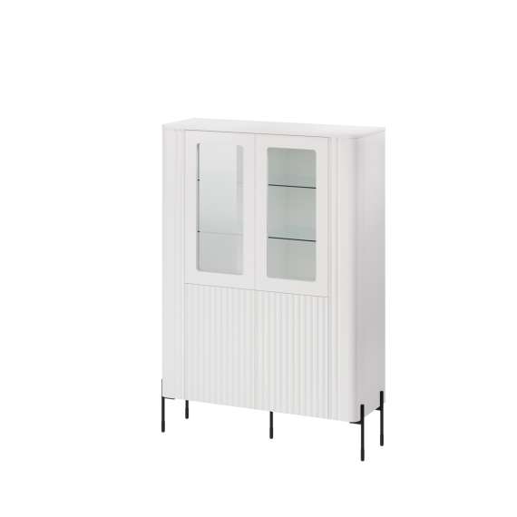 Vitrineskap VERA 190x80cm - hvit matt - 2 dører - belysning