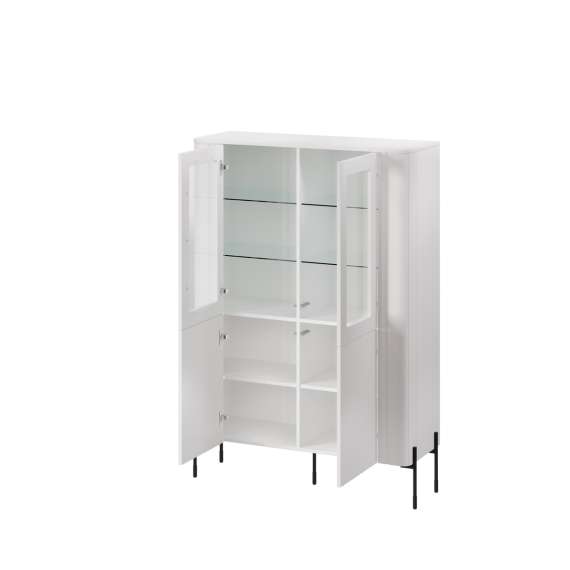 Vitrineskap VERA 110x160cm - hvit matt - 2 dører - belysning