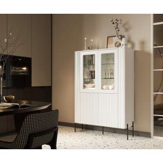 Vitrineskap VERA 190x80cm - hvit matt - 2 dører - belysning