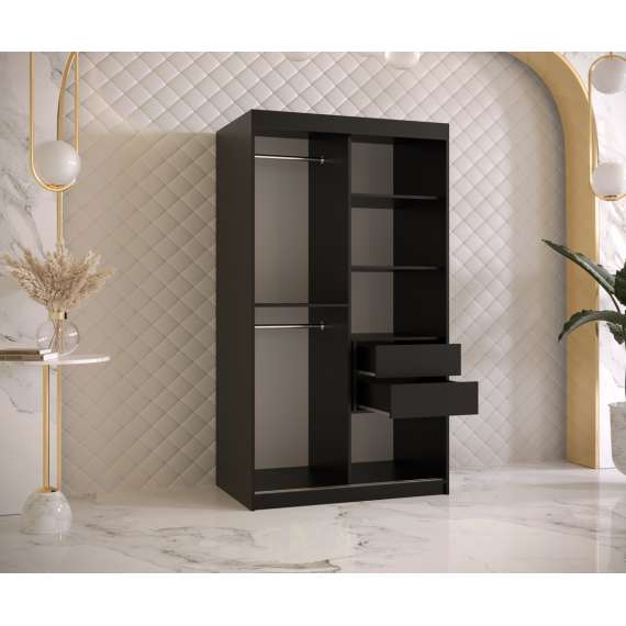 Garderobeskap Marsylia 100x200 cm - svart matt - valnøtt