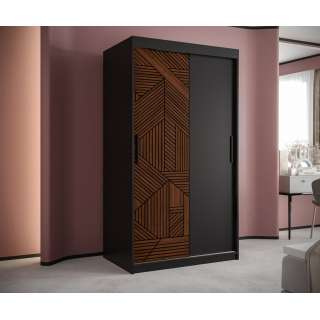 Garderobeskap Marsylia 100x200 cm - svart matt - valnøtt