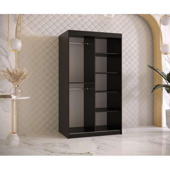 Garderobeskap Marsylia 100x200 cm - svart matt - valnøtt