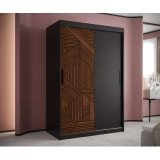 Garderobeskap Marsylia 120x200 cm - svart matt - valnøtt