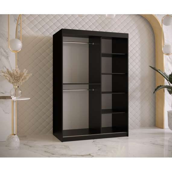 Garderobeskap Marsylia 150x200 cm - svart matt - valnøtt