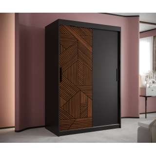 Garderobeskap Marsylia 150x200 cm - svart matt - valnøtt