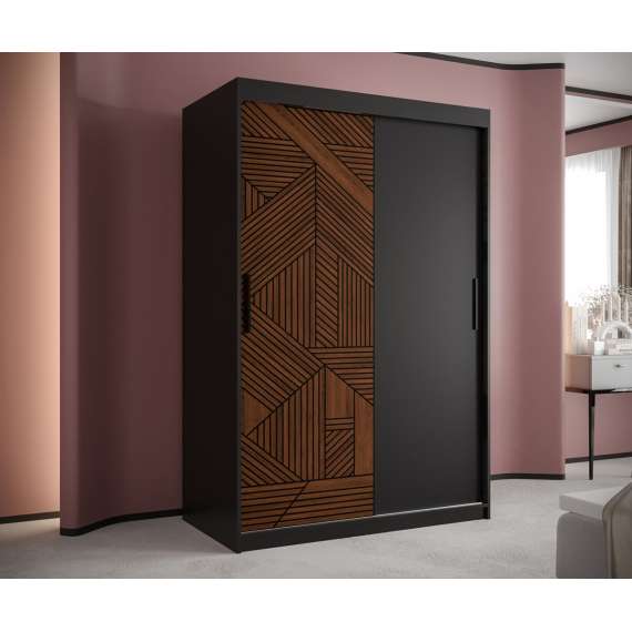 Garderobeskap Marsylia 150x200 cm - svart matt - valnøtt