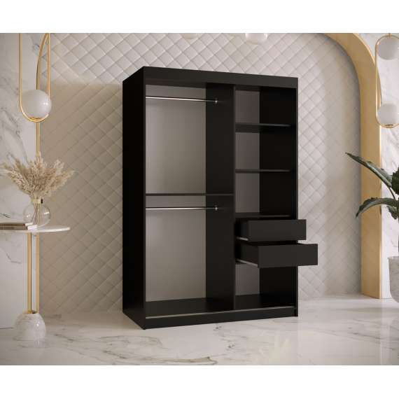 Garderobeskap Marsylia 150x200 cm - svart matt - valnøtt