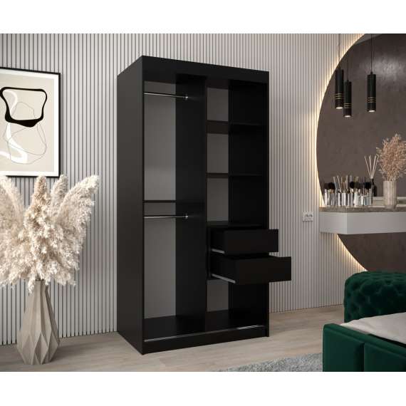 Garderobeskap Roller 100x200 cm - lamelldører - svart matt