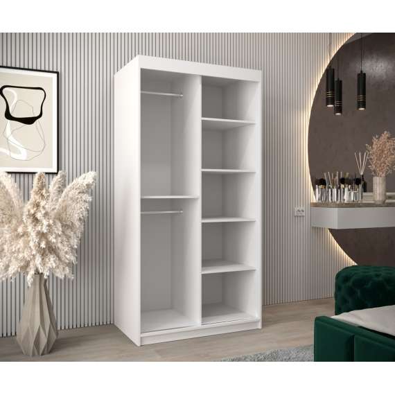 Garderobeskap Roller 100x200 cm - lamelldører - hvit matt