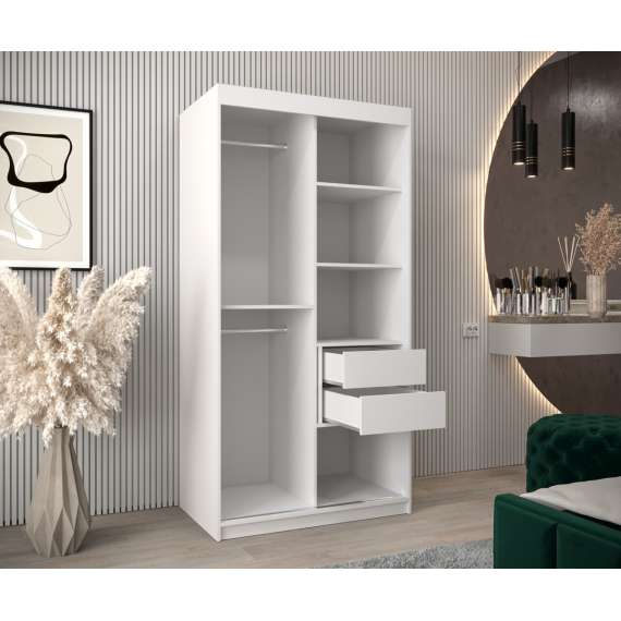 Garderobeskap Roller 100x200 cm - lamelldører - hvit matt