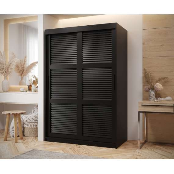 Garderobeskap Roller 120x200 cm - lamelldører - svart matt