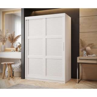 Garderobeskap Roller 120x200 cm - lamelldører - hvit matt