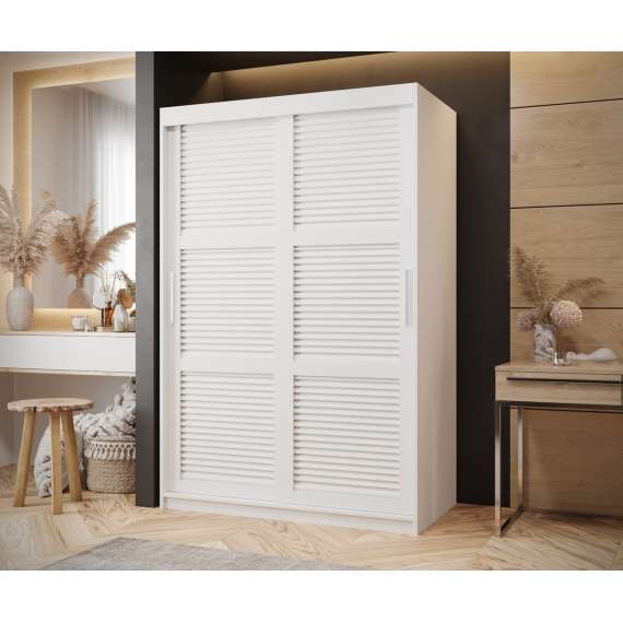 Garderobeskap Roller 120x200 cm - lamelldører - hvit matt