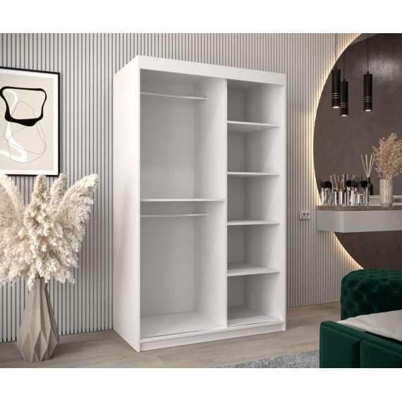 Garderobeskap Roller 120x200 cm - lamelldører - hvit matt