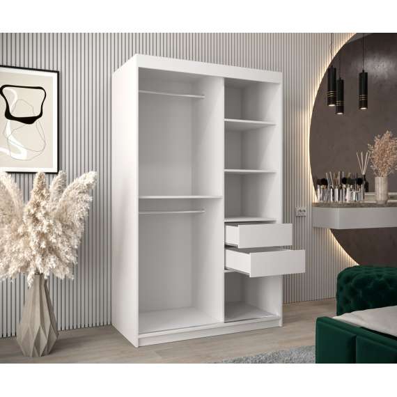 Garderobeskap Roller 120x200 cm - lamelldører - hvit matt