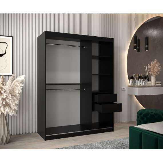 Garderobeskap Roller 150x200 cm - lamelldører - svart matt