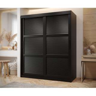 Garderobeskap Roller 150x200 cm - lamelldører - svart matt