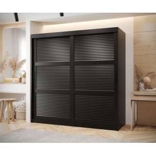 Garderobeskap Roller 180x200 cm - svart matt - lamelldører