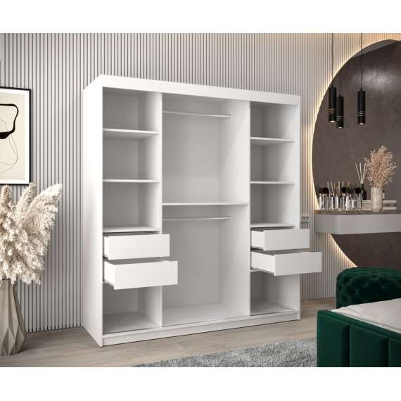 Garderobeskap Roller 180x200 cm - hvit matt matt - lamelldører