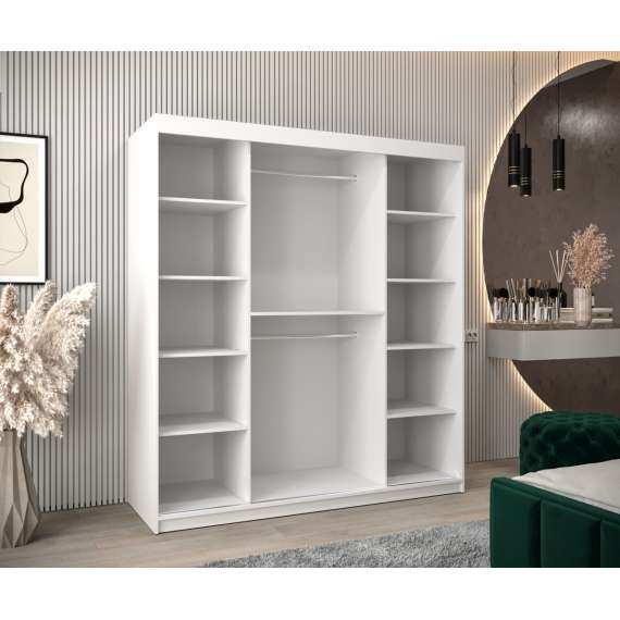 Garderobeskap Roller 180x200 cm - hvit matt matt - lamelldører