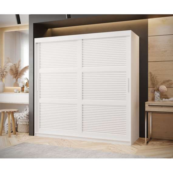 Garderobeskap Roller 180x200 cm - hvit matt matt - lamelldører