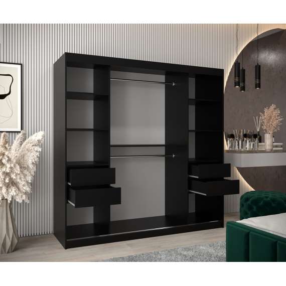 Garderobeskap Roller 200x200 cm - svart matt - lamelldører