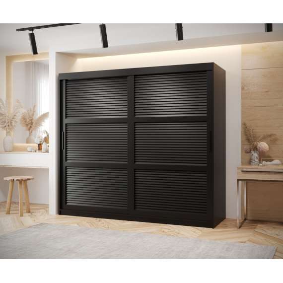 Garderobeskap Roller 200x200 cm - svart matt - lamelldører