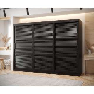 Garderobeskap Roller 250x200 cm - svart matt - lamelldører