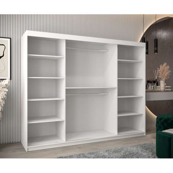 Garderobeskap Roller 250x200 cm - hvit matt matt - lamelldører