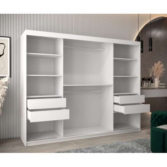 Garderobeskap Roller 250x200 cm - hvit matt matt - lamelldører