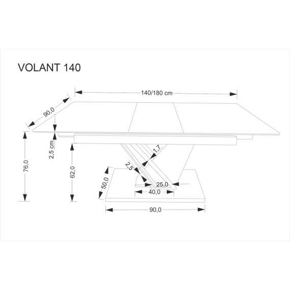Spisebord Volant 140-180 cm - sintret stein