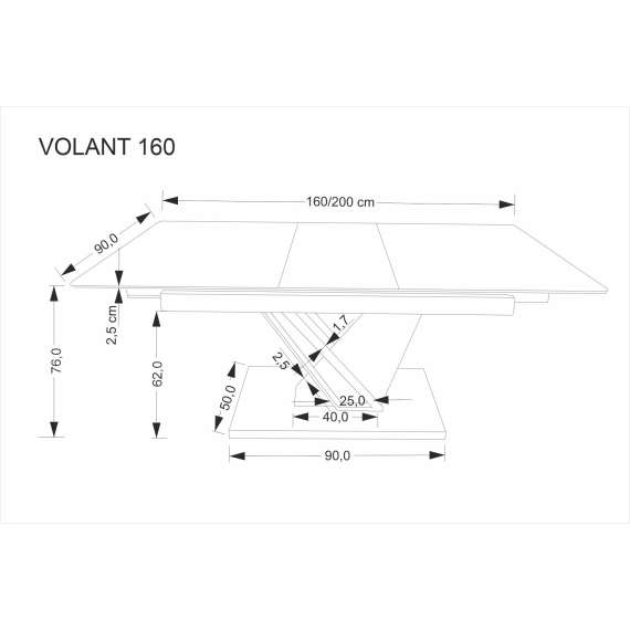 Spisebord Volant 160-200 cm - sintret stein