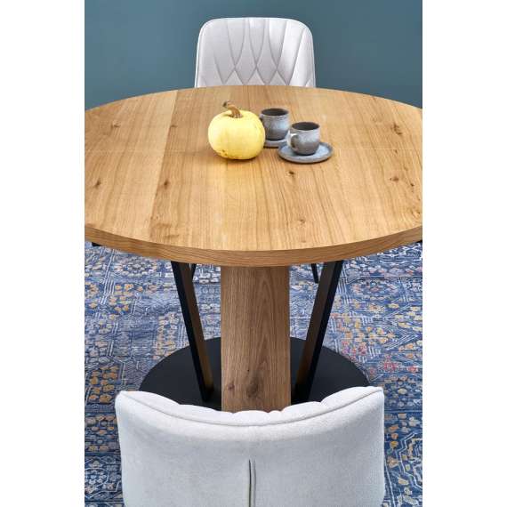 Spisebord Fanis Ø120 cm - med illeggsplate -  eik