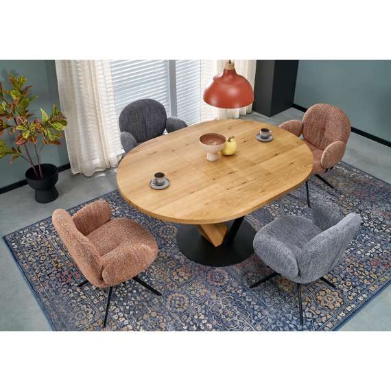 Spisebord Fanis Ø120 cm - med illeggsplate -  eik