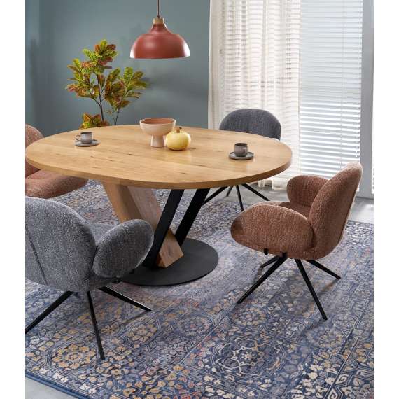 Spisebord Fanis Ø120 cm - med illeggsplate -  eik