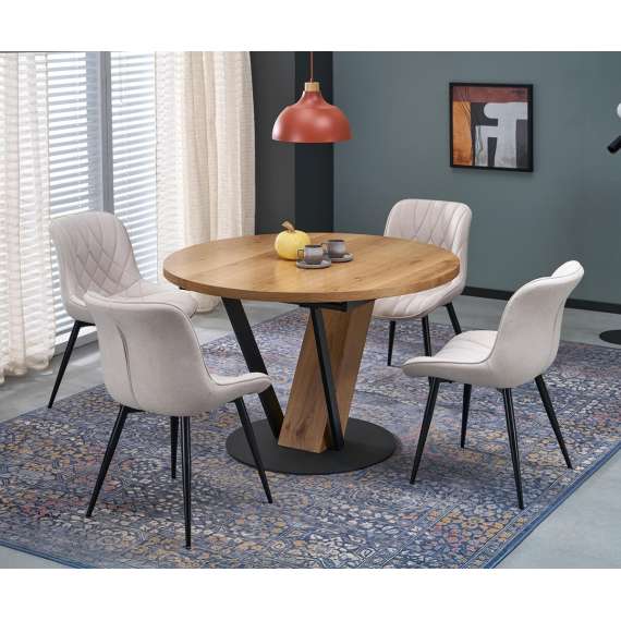 Spisebord Fanis Ø120 cm - med illeggsplate -  eik