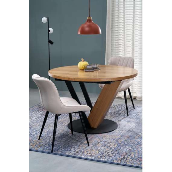 Spisebord Fanis Ø120 cm - med illeggsplate -  eik