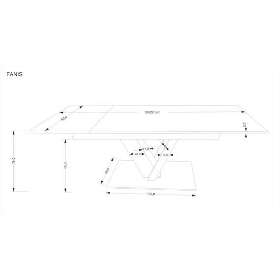 Spisebord Fanis 160-220 cm - med illeggsplate -  eik