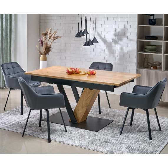 Spisebord Fanis 160-220 cm - med illeggsplate -  eik