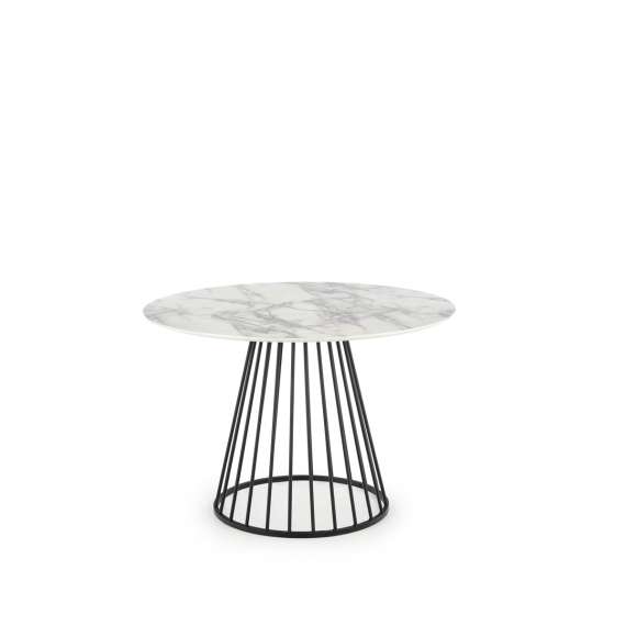 Spisebord Brodway Ø110 cm - imitasjon hvit marmor - metall understell