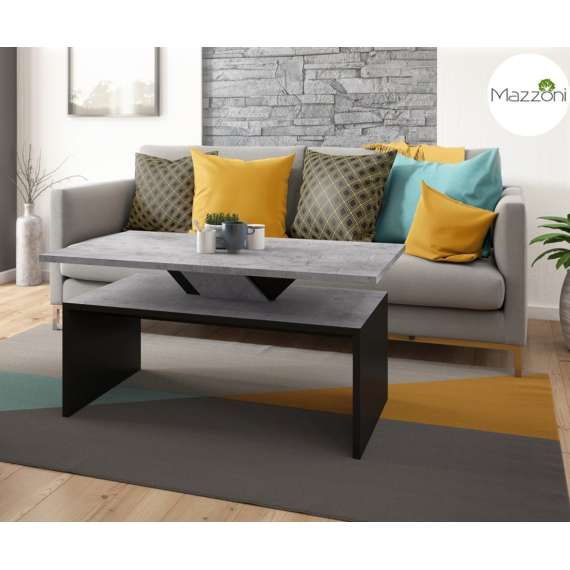 Sofabord Sisi - 110x60 cm - mørk betong - svart matt